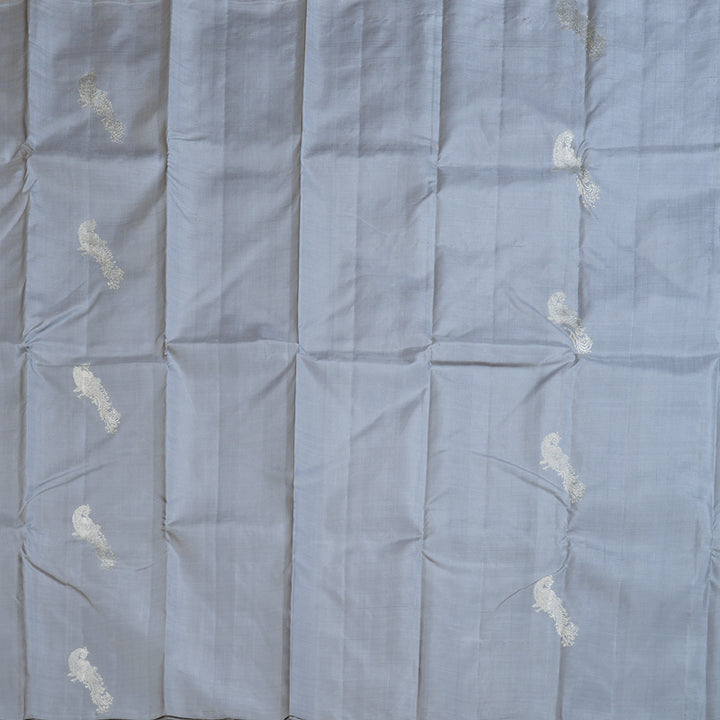Hayagrivas Alluring Silver Grey Handloom Kanjivaram Silk Saree BBD1472L5-1