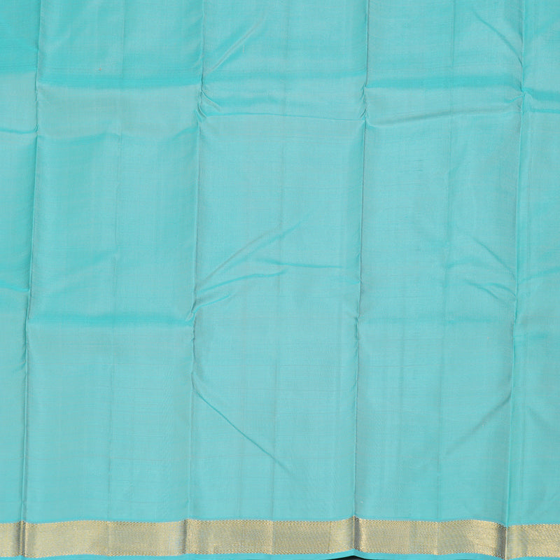 Hayagrivas Silver Grey Handloom Kanjivaram Silk Saree with Sky Blue Border BBD1472L7-1