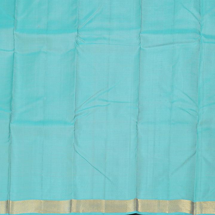 Hayagrivas Silver Grey Handloom Kanjivaram Silk Saree with Sky Blue Border BBD1472L7-1