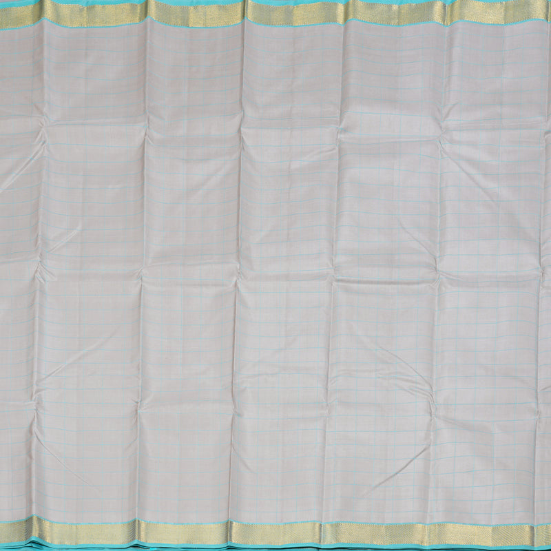Hayagrivas Silver Grey Handloom Kanjivaram Silk Saree with Sky Blue Border BBD1472L7-1