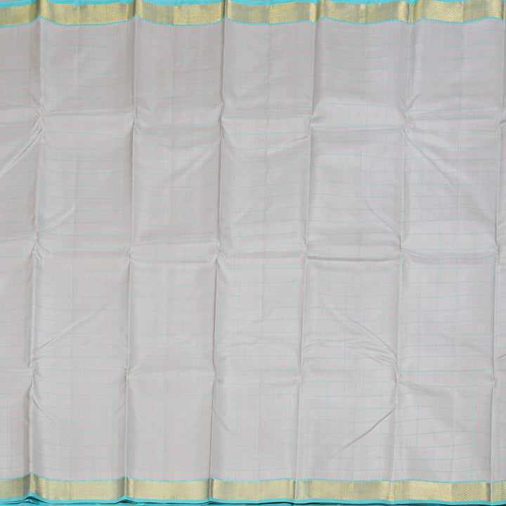 Hayagrivas Silver Grey Handloom Kanjivaram Silk Saree with Sky Blue Border BBD1472L7-1