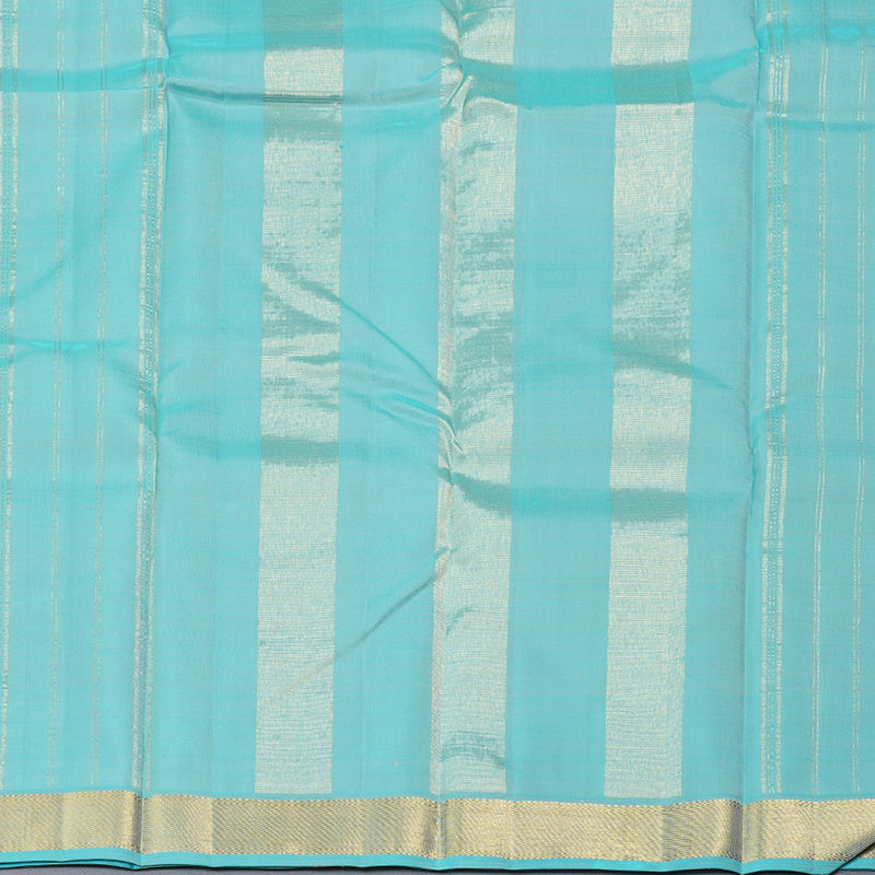 Hayagrivas Silver Grey Handloom Kanjivaram Silk Saree with Sky Blue Border BBD1472L7-1