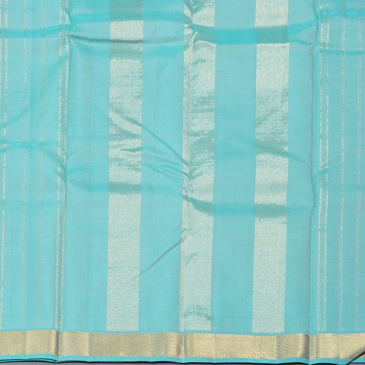 Hayagrivas Silver Grey Handloom Kanjivaram Silk Saree with Sky Blue Border BBD1472L7-1