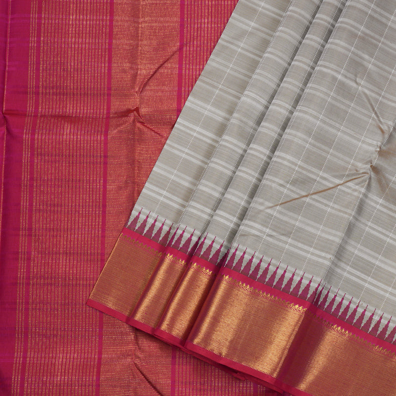 Hayagrivas Beige Handloom Kanjivaram Silk Saree with Reddish Pink Border BBD1475L3-1