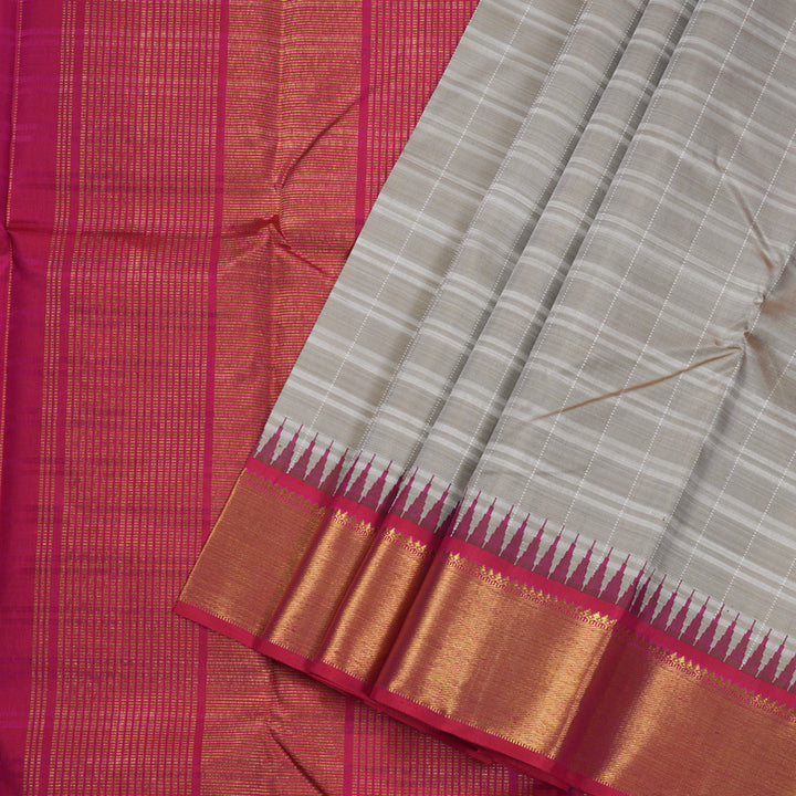 Hayagrivas Beige Handloom Kanjivaram Silk Saree with Reddish Pink Border BBD1475L3-1