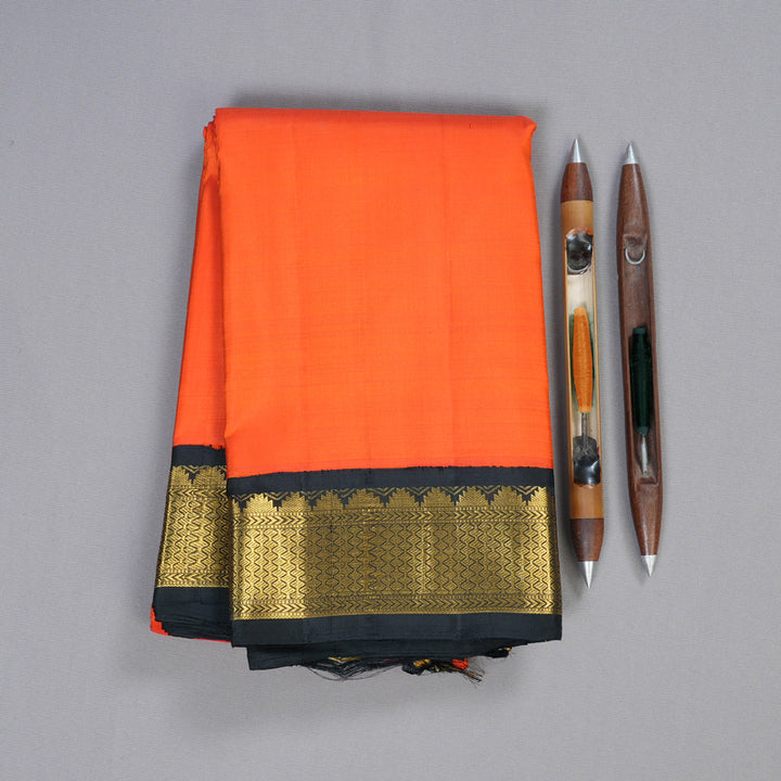 Hayagrivas Classic Red Handloom Kanjivaram Silk Saree with Black Border BBD1476L1-1