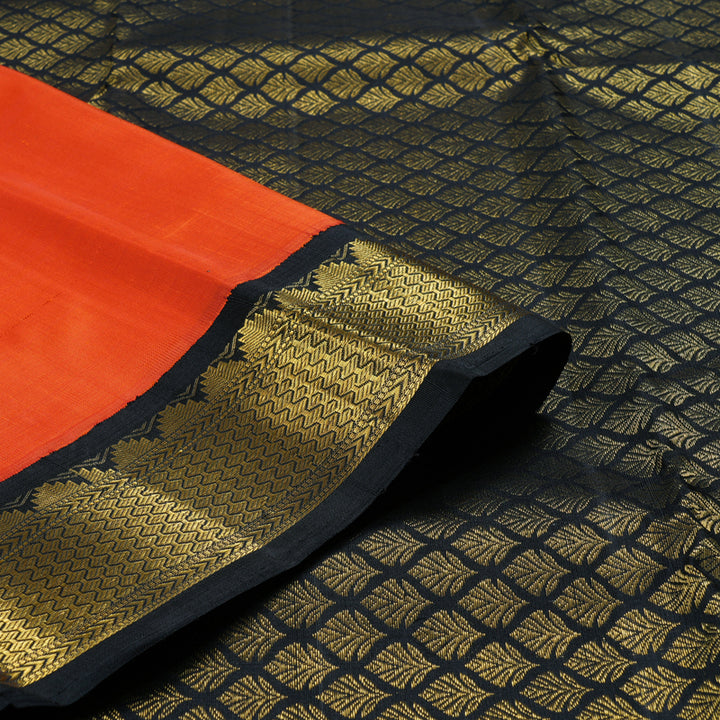 Hayagrivas Classic Red Handloom Kanjivaram Silk Saree with Black Border BBD1476L1-1