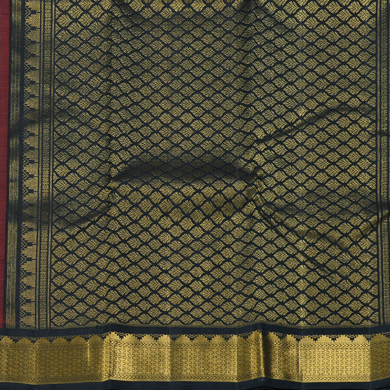 Hayagrivas Classic Red Handloom Kanjivaram Silk Saree with Black Border BBD1476L1-1
