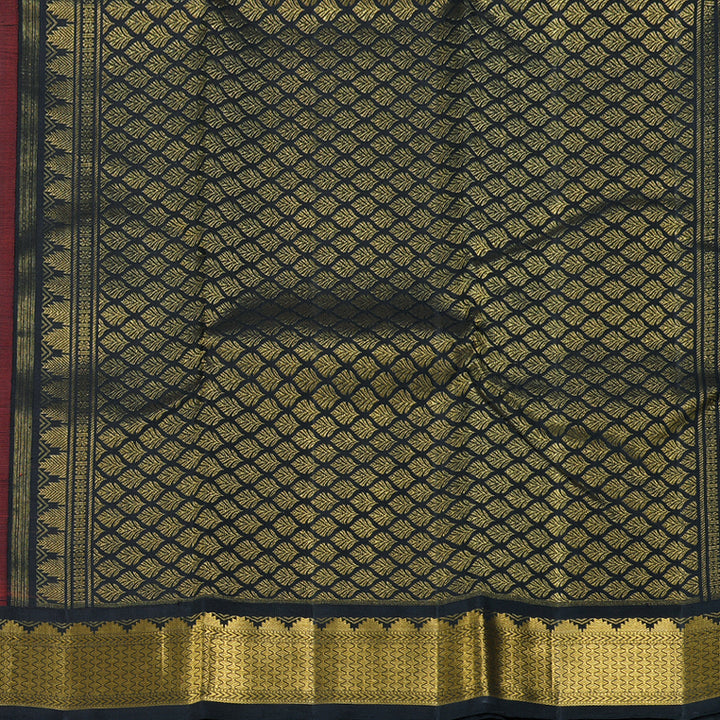 Hayagrivas Classic Red Handloom Kanjivaram Silk Saree with Black Border BBD1476L1-1