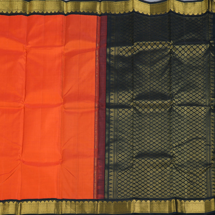 Hayagrivas Classic Red Handloom Kanjivaram Silk Saree with Black Border BBD1476L1-1