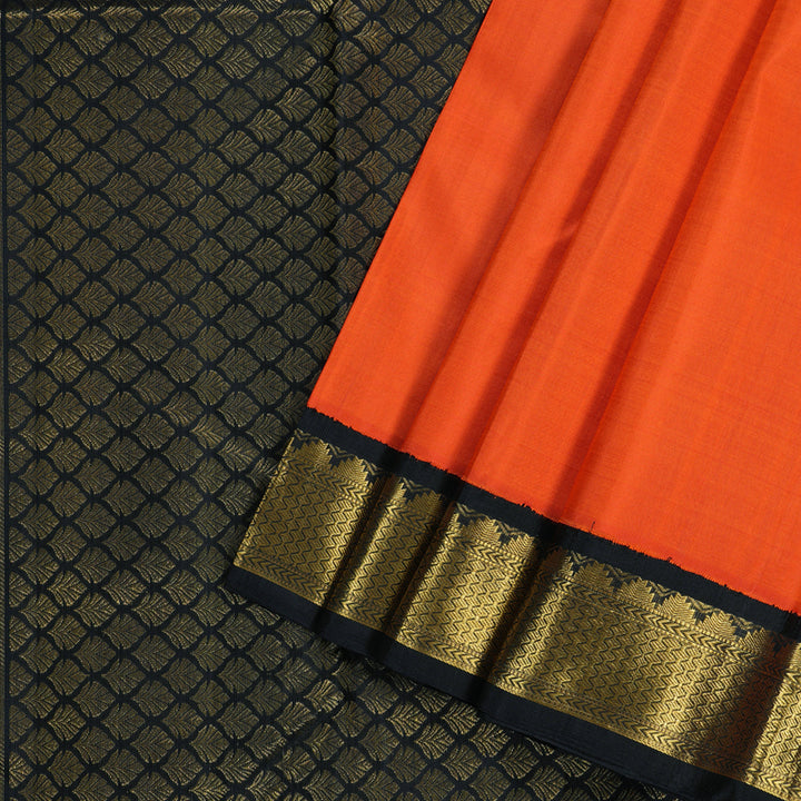 Hayagrivas Classic Red Handloom Kanjivaram Silk Saree with Black Border BBD1476L1-1