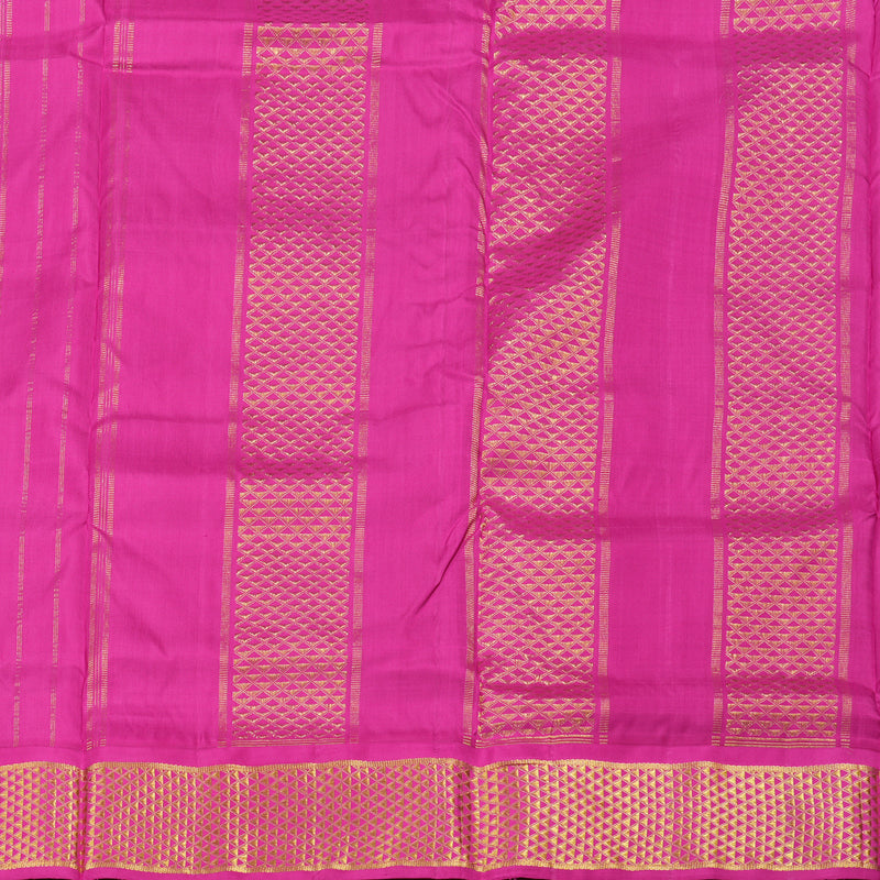 Hayagrivas Bright Fluorescent Green Handloom Kanjivaram Ten Yards Silk Saree with Pink Border BBD1476L5-1