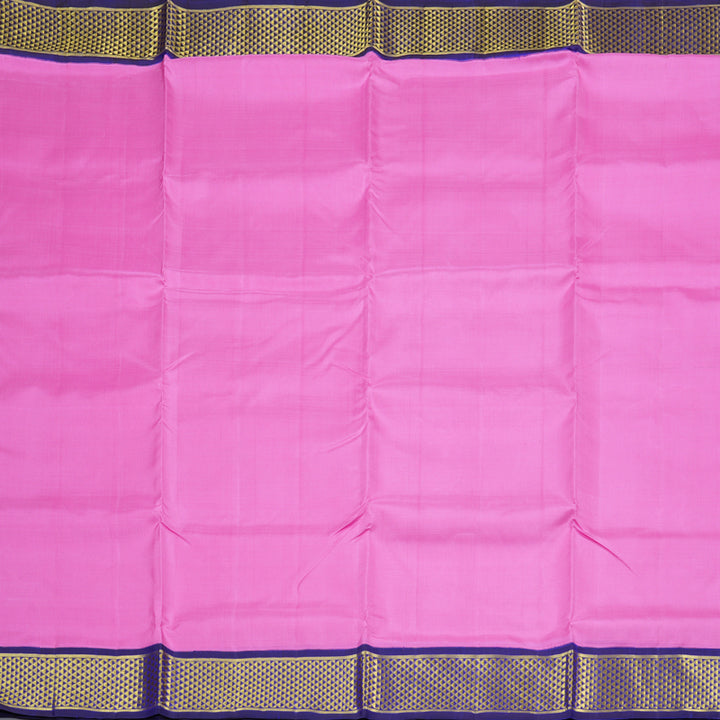 Hayagrivas Charming Rose Pink Handloom Kanjivaram Ten Yards Silk Saree with Blue Border BBD1476L6-1