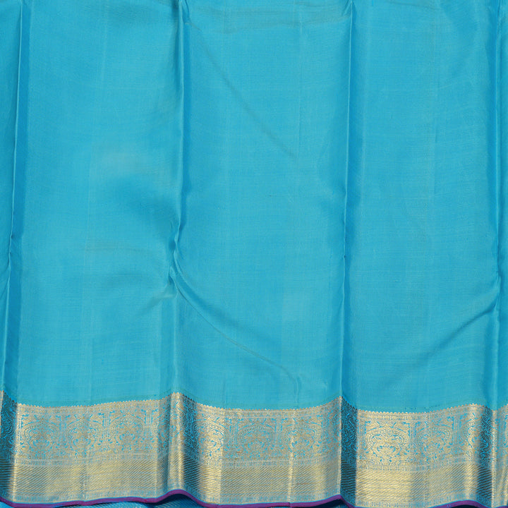 Hayagrivas Bottle Green Handloom Kanjivaram Silk Saree with Sky Blue Border BBD1485L11-1
