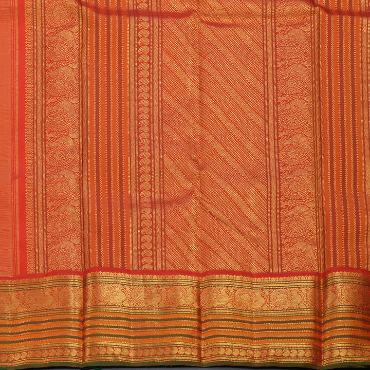 Hayagrivas Sandal Beige Handloom Kanjivaram Silk Saree with Orange Border BBD1485L12-1