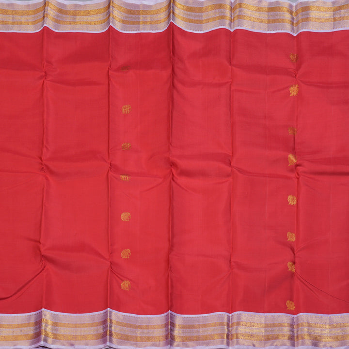 Hayagrivas Alluring Red Handloom Kanjivaram Silk Saree with Lilac Color Border BBD1485L13-1