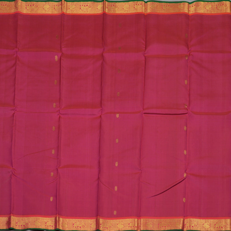Hayagrivas Handloom Rani Pink Kanjivaram Silk Saree with Orangish-Pink Border BBD1485L2-1