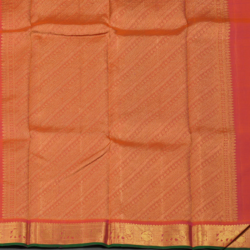 Hayagrivas Handloom Rani Pink Kanjivaram Silk Saree with Orangish-Pink Border BBD1485L2-1