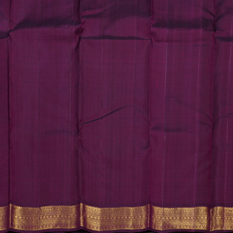 Hayagrivas Leaf Green Handloom Kanjivaram Silk Saree with Dark Purple Border BBD1485L4-1