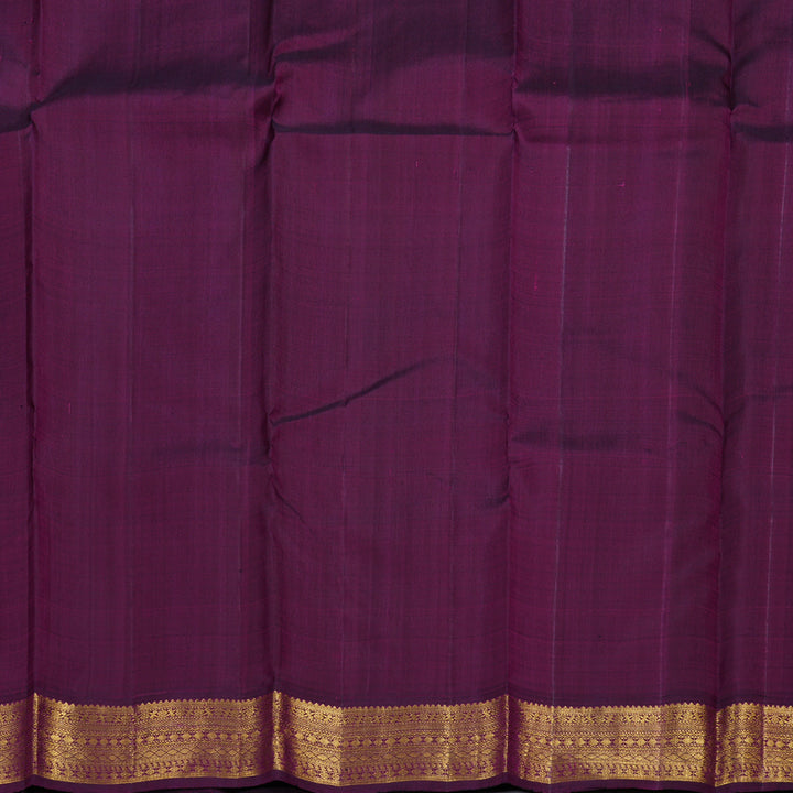 Hayagrivas Leaf Green Handloom Kanjivaram Silk Saree with Dark Purple Border BBD1485L4-1