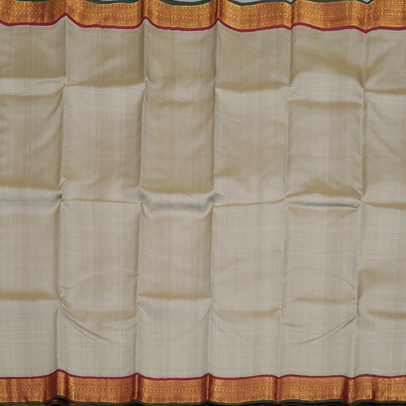 Hayagrivas Beige Handloom Kanjivaram Silk Saree with Maroon Border BBD1485L6-1