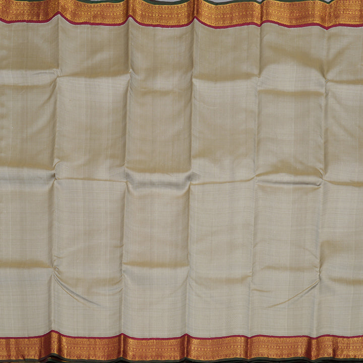 Hayagrivas Beige Handloom Kanjivaram Silk Saree with Maroon Border BBD1485L6-1