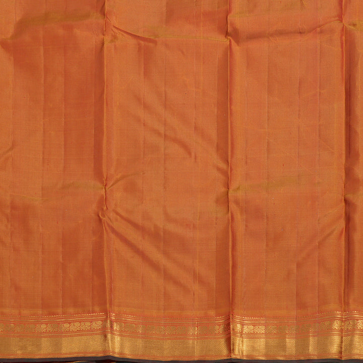 Hayagrivas Dark Blue Handloom Kanjivaram Silk Saree with Dual Tone (Mustard With Pink) Border BBD1485L8-1