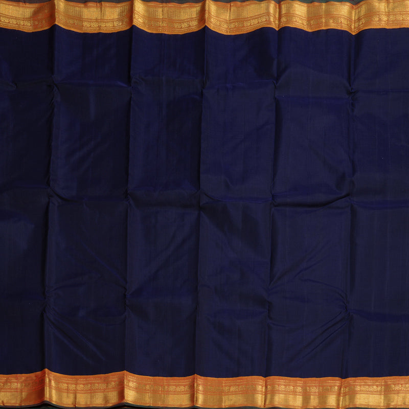 Hayagrivas Dark Blue Handloom Kanjivaram Silk Saree with Dual Tone (Mustard With Pink) Border BBD1485L8-1