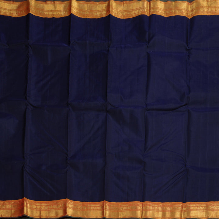 Hayagrivas Dark Blue Handloom Kanjivaram Silk Saree with Dual Tone (Mustard With Pink) Border BBD1485L8-1