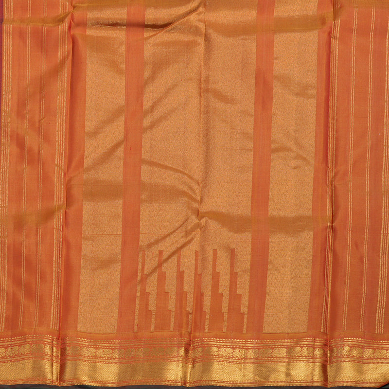 Hayagrivas Dark Blue Handloom Kanjivaram Silk Saree with Dual Tone (Mustard With Pink) Border BBD1485L8-1