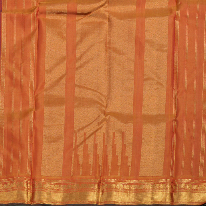 Hayagrivas Dark Blue Handloom Kanjivaram Silk Saree with Dual Tone (Mustard With Pink) Border BBD1485L8-1