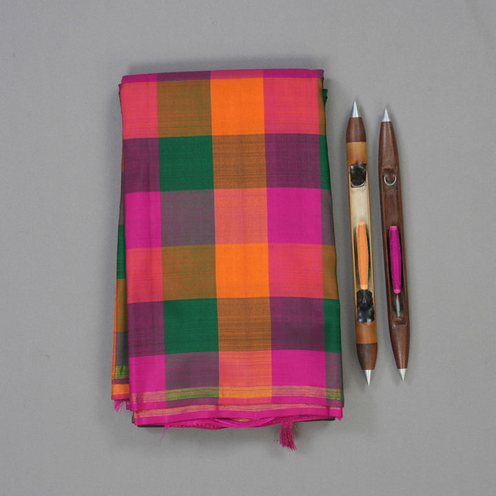 Hayagrivas Handloom Multicolour Checks Kanjivaram Silk Saree BBD1486L1-1