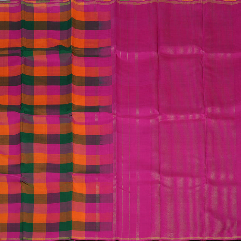 Hayagrivas Handloom Multicolour Checks Kanjivaram Silk Saree BBD1486L1-1