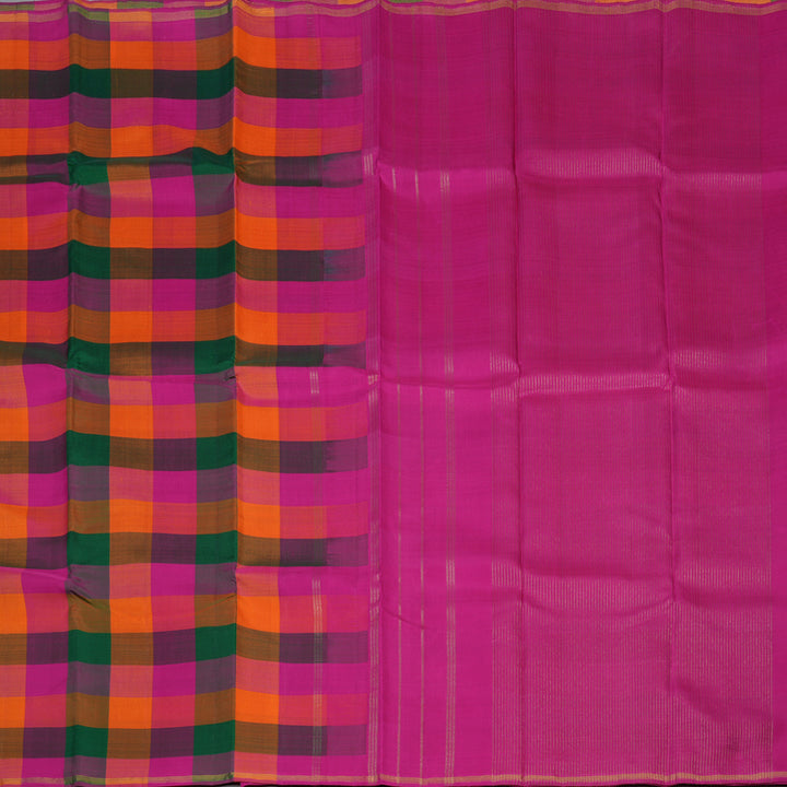 Hayagrivas Handloom Multicolour Checks Kanjivaram Silk Saree BBD1486L1-1