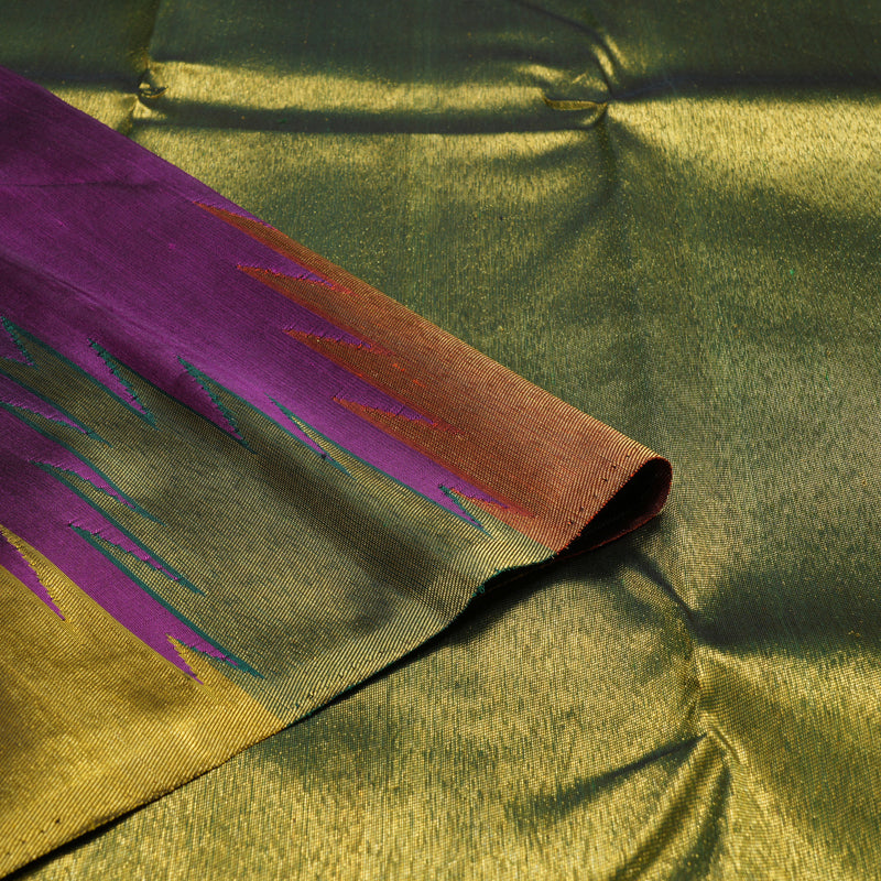 Hayagrivas Purple Handloom Kanjivaram Silk Saree with Multi Color Checks Border BBD1486L3-1
