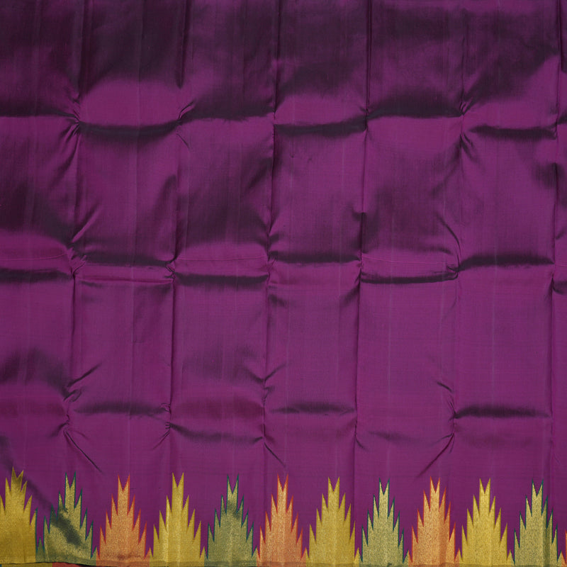 Hayagrivas Purple Handloom Kanjivaram Silk Saree with Multi Color Checks Border BBD1486L3-1