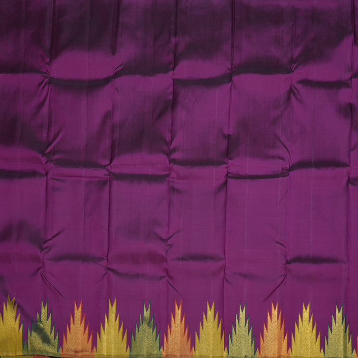 Hayagrivas Purple Handloom Kanjivaram Silk Saree with Multi Color Checks Border BBD1486L3-1