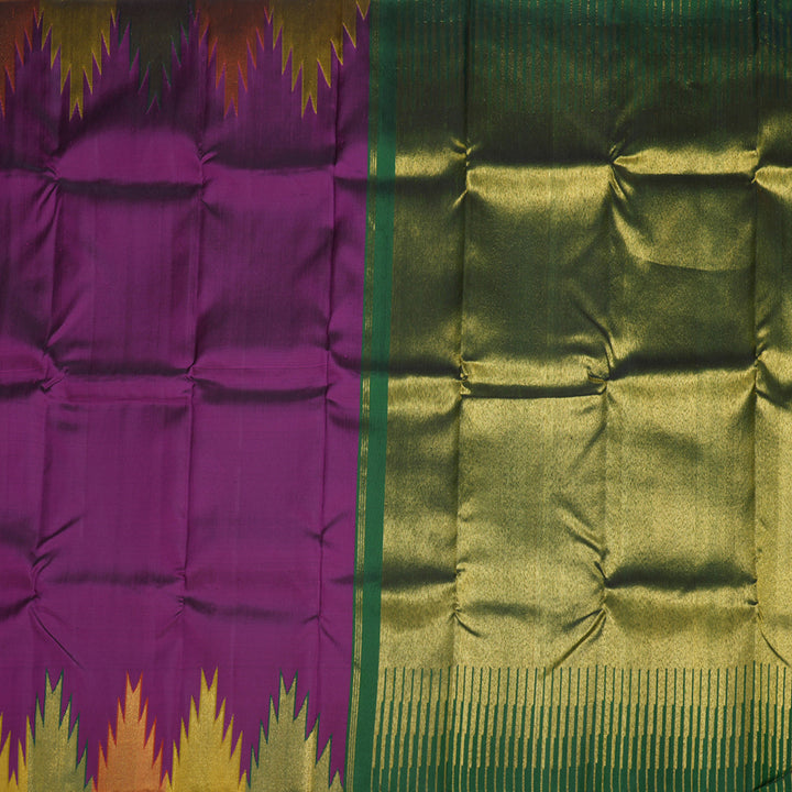 Hayagrivas Purple Handloom Kanjivaram Silk Saree with Multi Color Checks Border BBD1486L3-1
