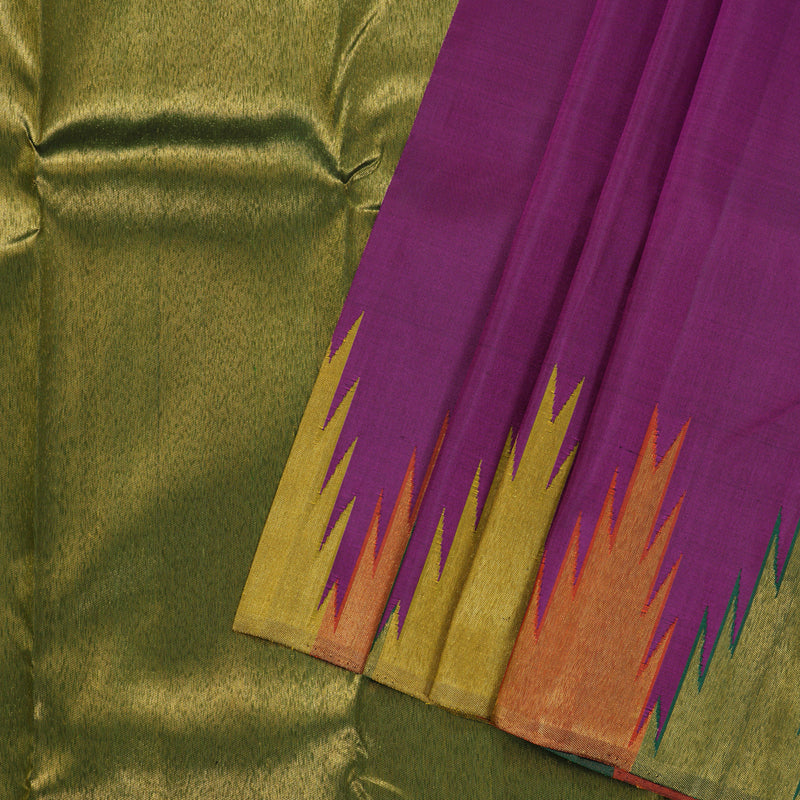Hayagrivas Purple Handloom Kanjivaram Silk Saree with Multi Color Checks Border BBD1486L3-1