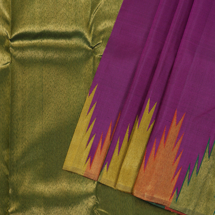 Hayagrivas Purple Handloom Kanjivaram Silk Saree with Multi Color Checks Border BBD1486L3-1