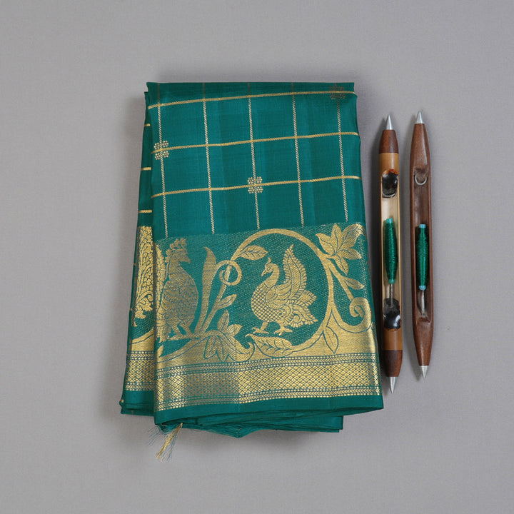 Hayagrivas Gorgeous Turquoise Green Handloom Kanjivaram Silk Saree BBD1489L8-1