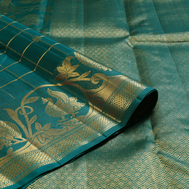 Hayagrivas Gorgeous Turquoise Green Handloom Kanjivaram Silk Saree BBD1489L8-1