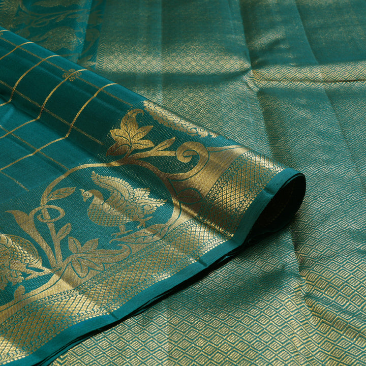 Hayagrivas Gorgeous Turquoise Green Handloom Kanjivaram Silk Saree BBD1489L8-1