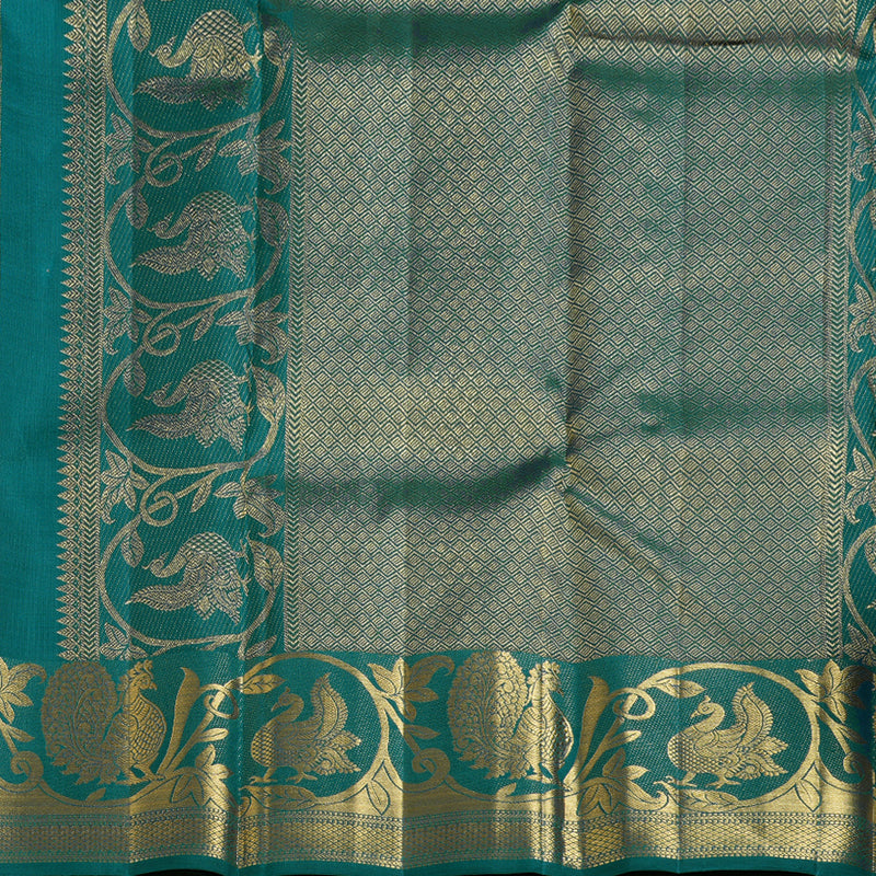 Hayagrivas Gorgeous Turquoise Green Handloom Kanjivaram Silk Saree BBD1489L8-1