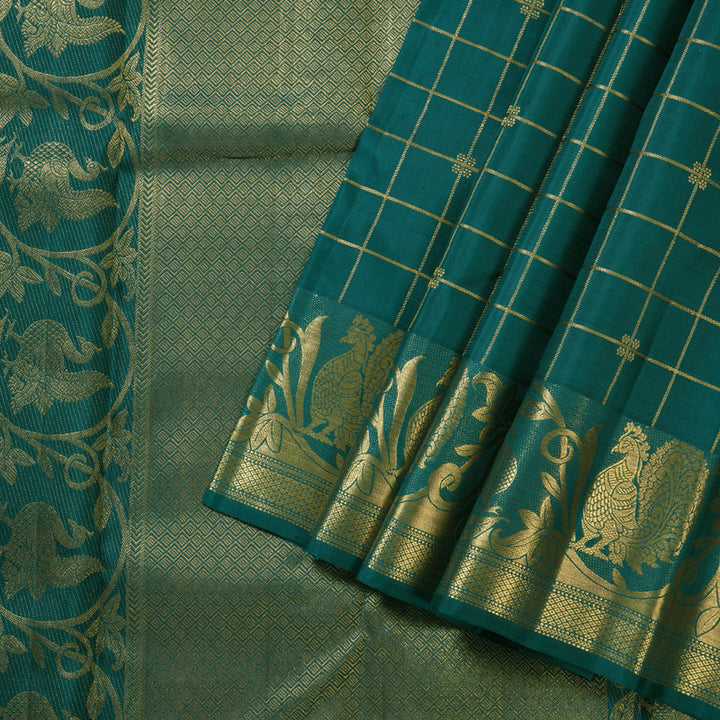 Hayagrivas Gorgeous Turquoise Green Handloom Kanjivaram Silk Saree BBD1489L8-1