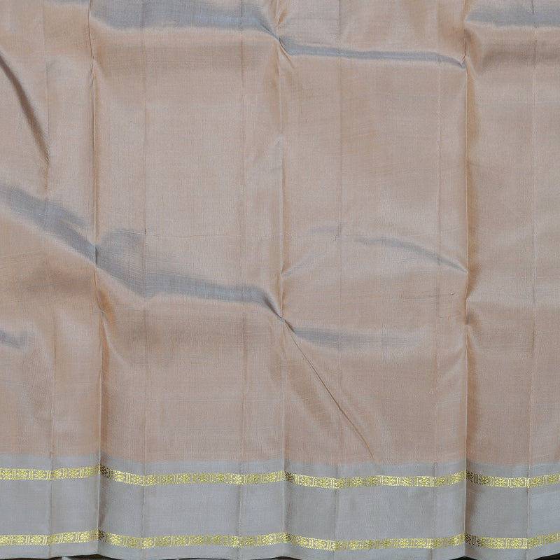Hayagrivas Sandal Beige Handloom Kanjivaram Silk Saree with Ash Grey Border BBD1490L2-1