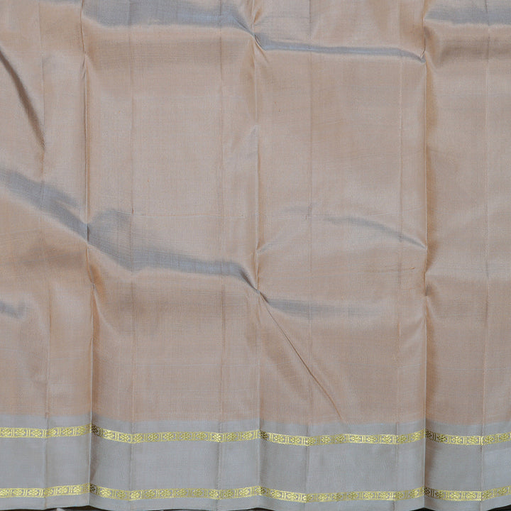 Hayagrivas Sandal Beige Handloom Kanjivaram Silk Saree with Ash Grey Border BBD1490L2-1