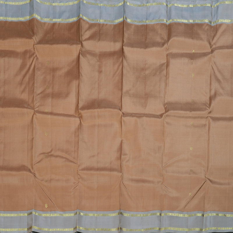 Hayagrivas Sandal Beige Handloom Kanjivaram Silk Saree with Ash Grey Border BBD1490L2-1