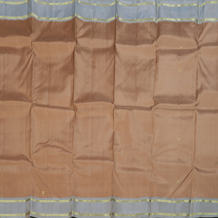 Hayagrivas Sandal Beige Handloom Kanjivaram Silk Saree with Ash Grey Border BBD1490L2-1