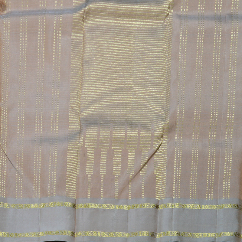 Hayagrivas Sandal Beige Handloom Kanjivaram Silk Saree with Ash Grey Border BBD1490L2-1